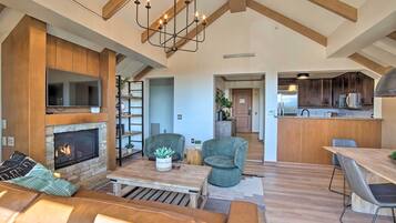 TV, fireplace, video game console