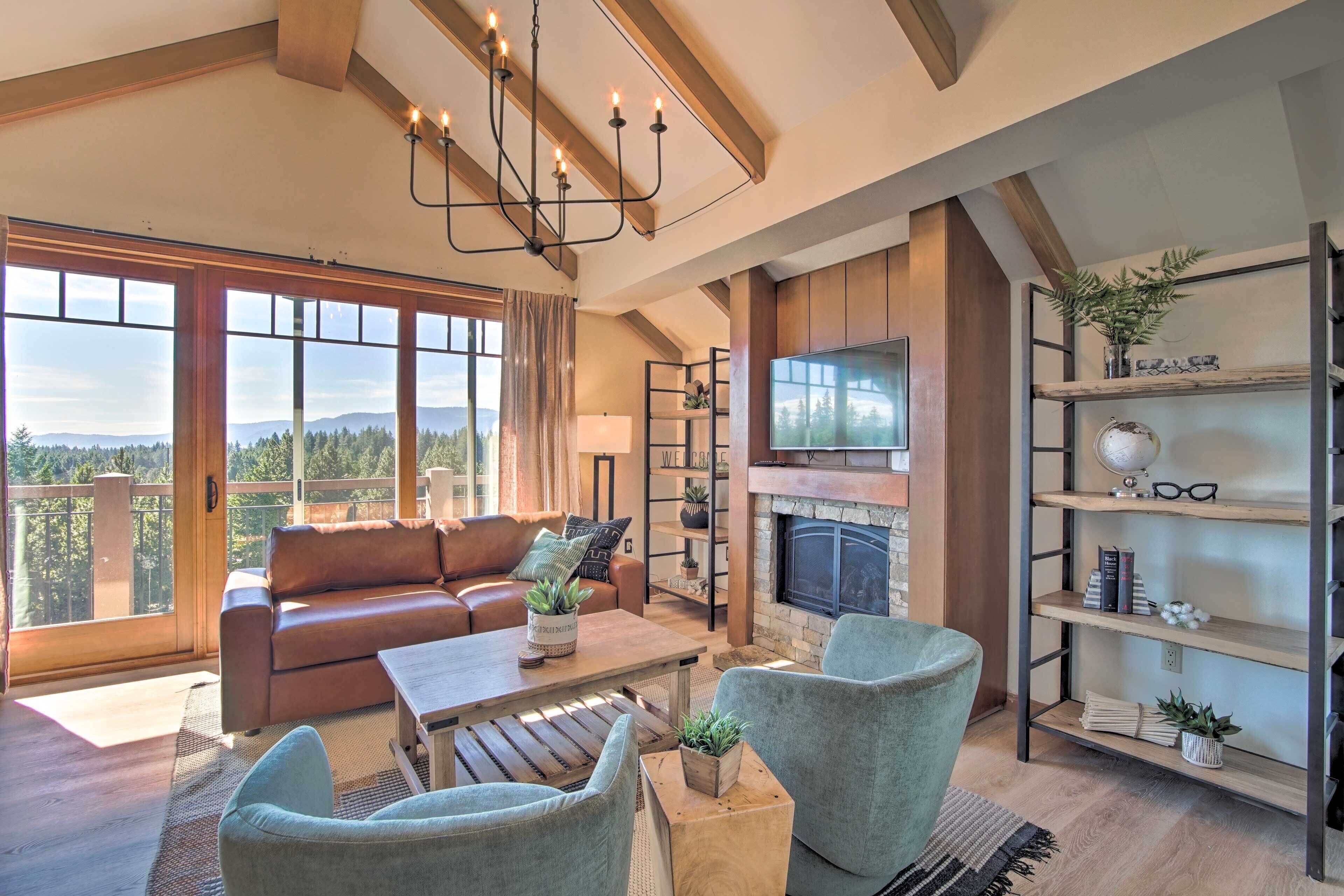 TV, fireplace, video game console