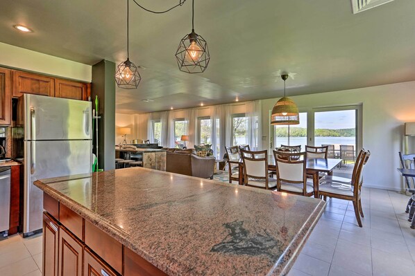 House (Multiple Bedrooms) | Dining - Luxe Lakefront Family Cottage: Private Beach, Dock (White Lake)