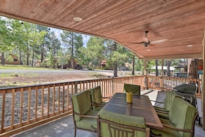 Terrace/patio - Coconino National Forest Home W/deck & Yard! (Munds Park)
