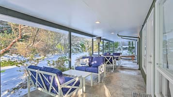 Relax in a serene outdoor space with unobstructed views of the surrounding landscape.