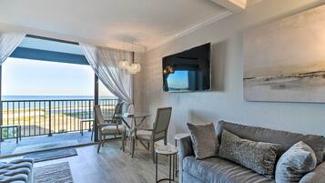 TV, iPod dock, books