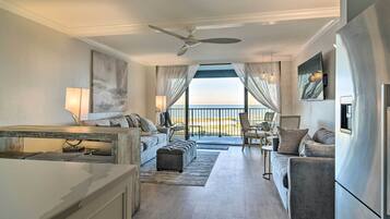 TV, iPod dock, books