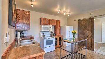 Microwave, oven, stovetop, blender