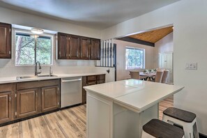 House (2 Bedrooms) | Interior - Deck w/ Wooded Views: Rustic-chic Prescott Cabin! (Prescott)