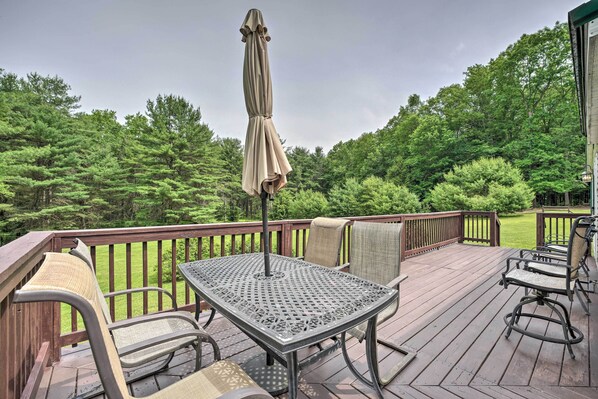 House (3 Bedrooms) | Outdoor dining - Deck, Fire Pit & Yard: Mountain Escape! (Benezette)