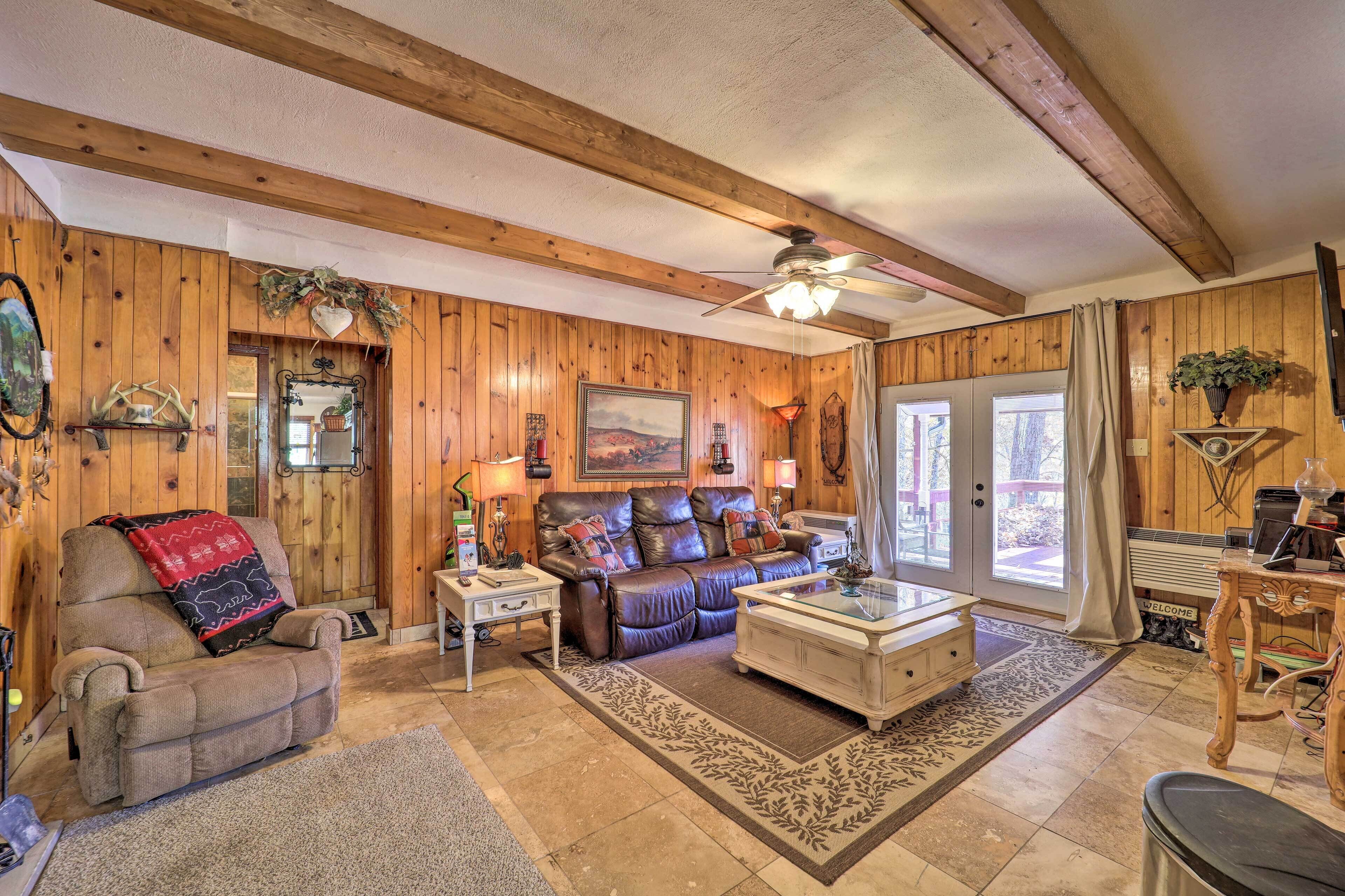 TV, fireplace, books