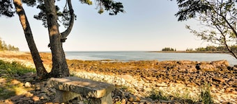 Waterfront Prospect Harbor Cottage: Yard, Fire Pit