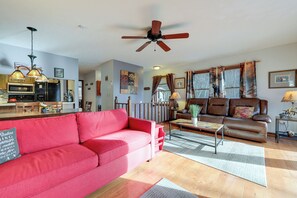 House (2 Bedrooms) | Front of property - 8 Mi to Skiing: Porch w/ Fireplace + Mtn Views! (Maggie Valley)