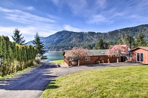 Lakefront Cabin w/ Stunning Mountain Views & Dock!