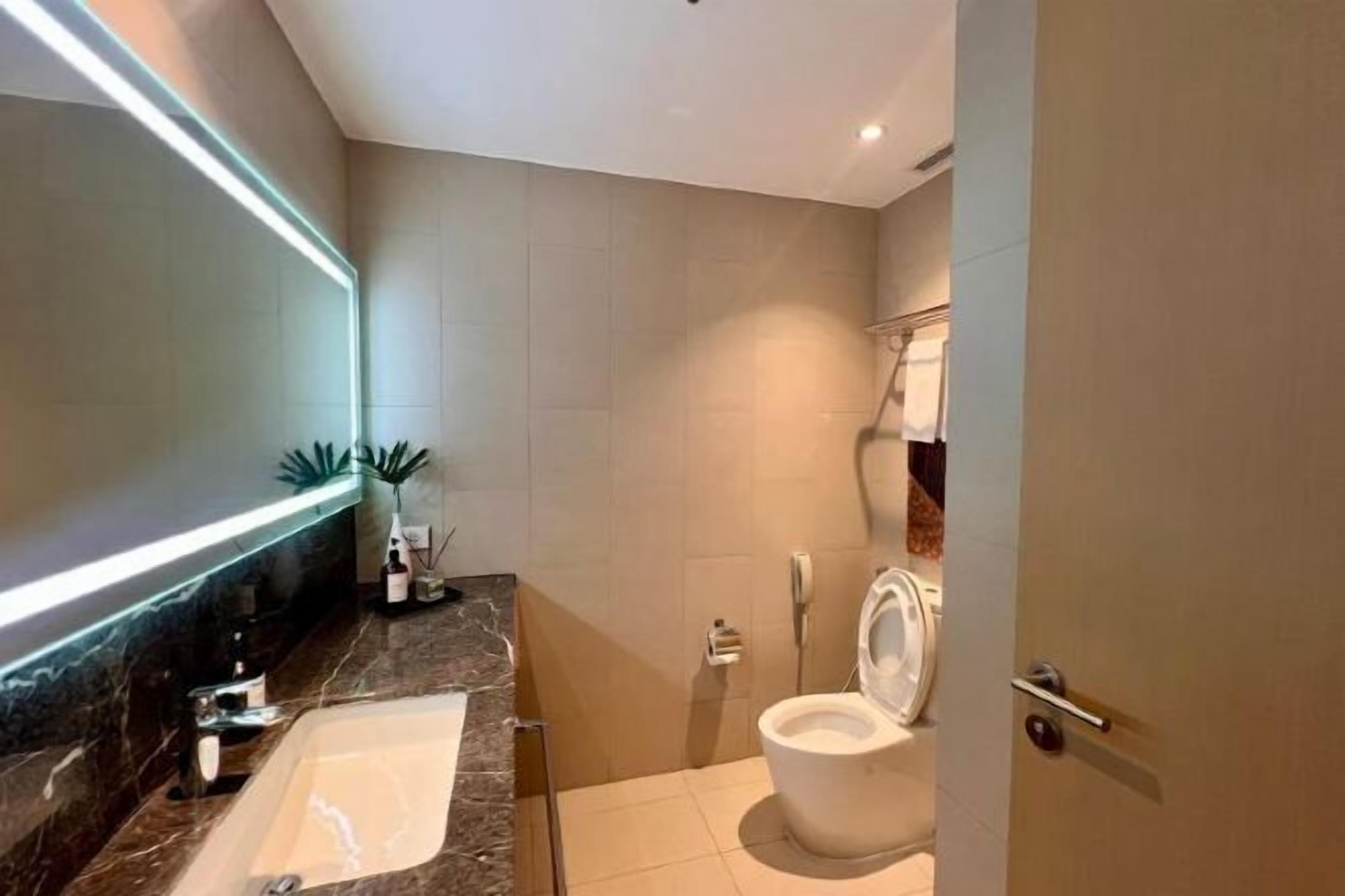 Bathroom | Shower, free toiletries, hair dryer, bathrobes