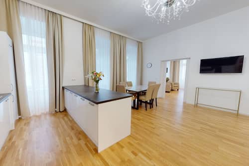 Luxury Executive, Big Apartment, 2 Bedrooms | Living area | 40-inch flat-screen TV with digital channels, offices