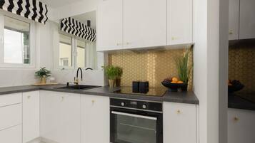 Fridge, oven, stovetop, dishwasher