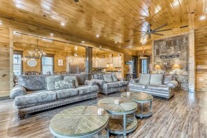 Televisie, een open haard en videospelletjes