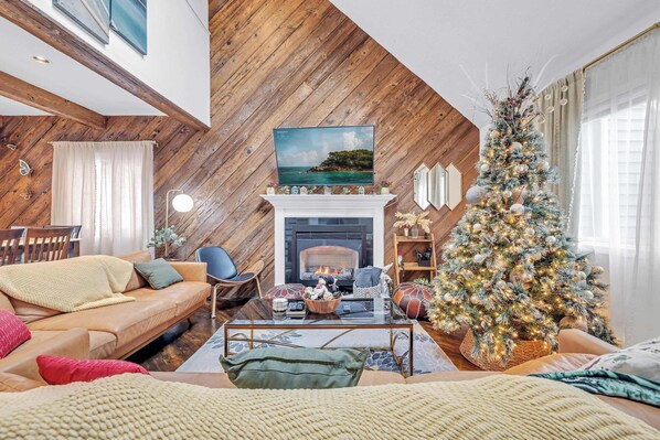 テレビ、暖炉、書庫、書斎 / ワークスペース