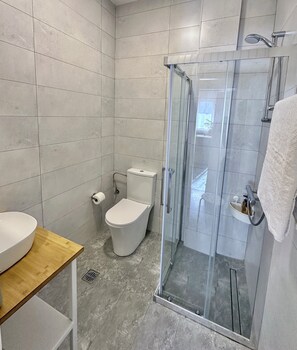 Gratis toiletartikelen, een haardroger, handdoeken, zeep