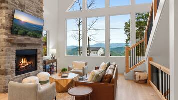 TV connectée, cheminée, jeux vidéo, livres