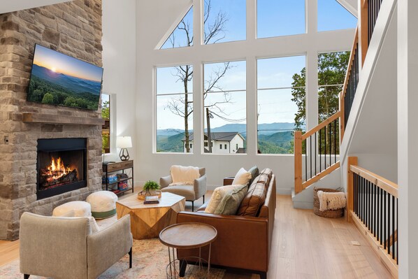 TV connectée, cheminée, jeux vidéo, livres