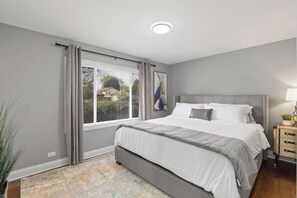 3 bedrooms, premium bedding, memory-foam beds, iron/ironing board