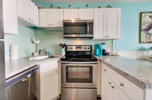 Fridge, microwave, oven, dishwasher