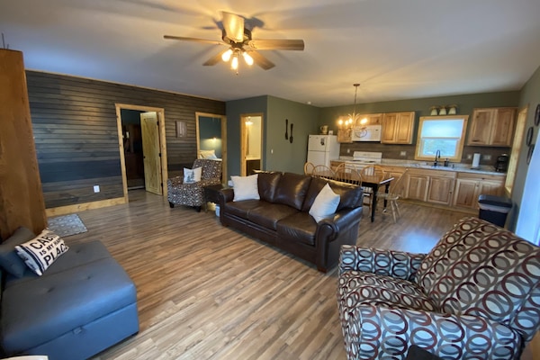 Large, Open Kitchen, Dining & Living Area