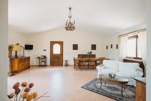 Smart-TV, Kamin, Bücher, Stereoanlage