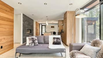 Televisión y chimenea