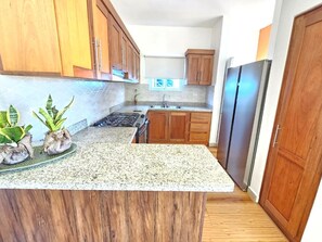 Apartment | Private kitchen | Fridge, microwave, oven, stovetop - Charming 3-bed Apartment in Puerto Plata (Puerto Plata)