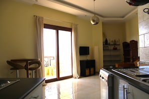 Apartment, 1 Queen Bed with Sofa bed | Private kitchen | Fridge, microwave, stovetop, electric kettle