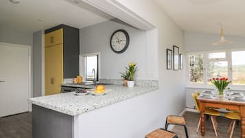 Fridge, dishwasher, electric kettle, toaster
