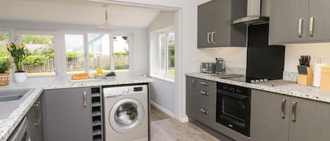 Fridge, dishwasher, electric kettle, toaster