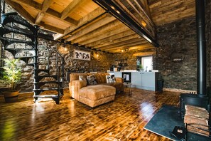 Cottage | Living area | TV, fireplace - The Milking Shed at Pencraig (Holyhead)