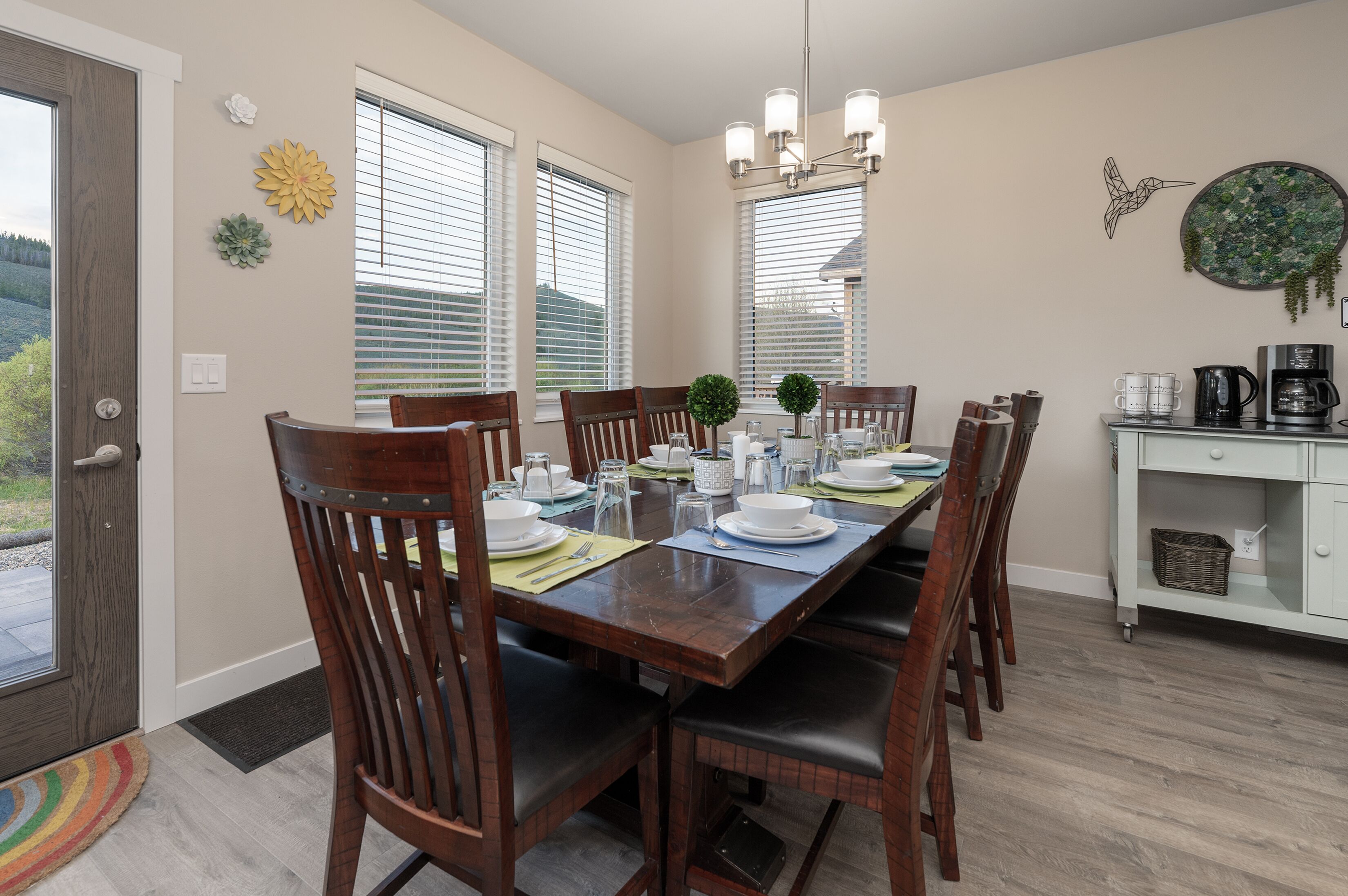 Gather up to11 people at the expandable dining table.  