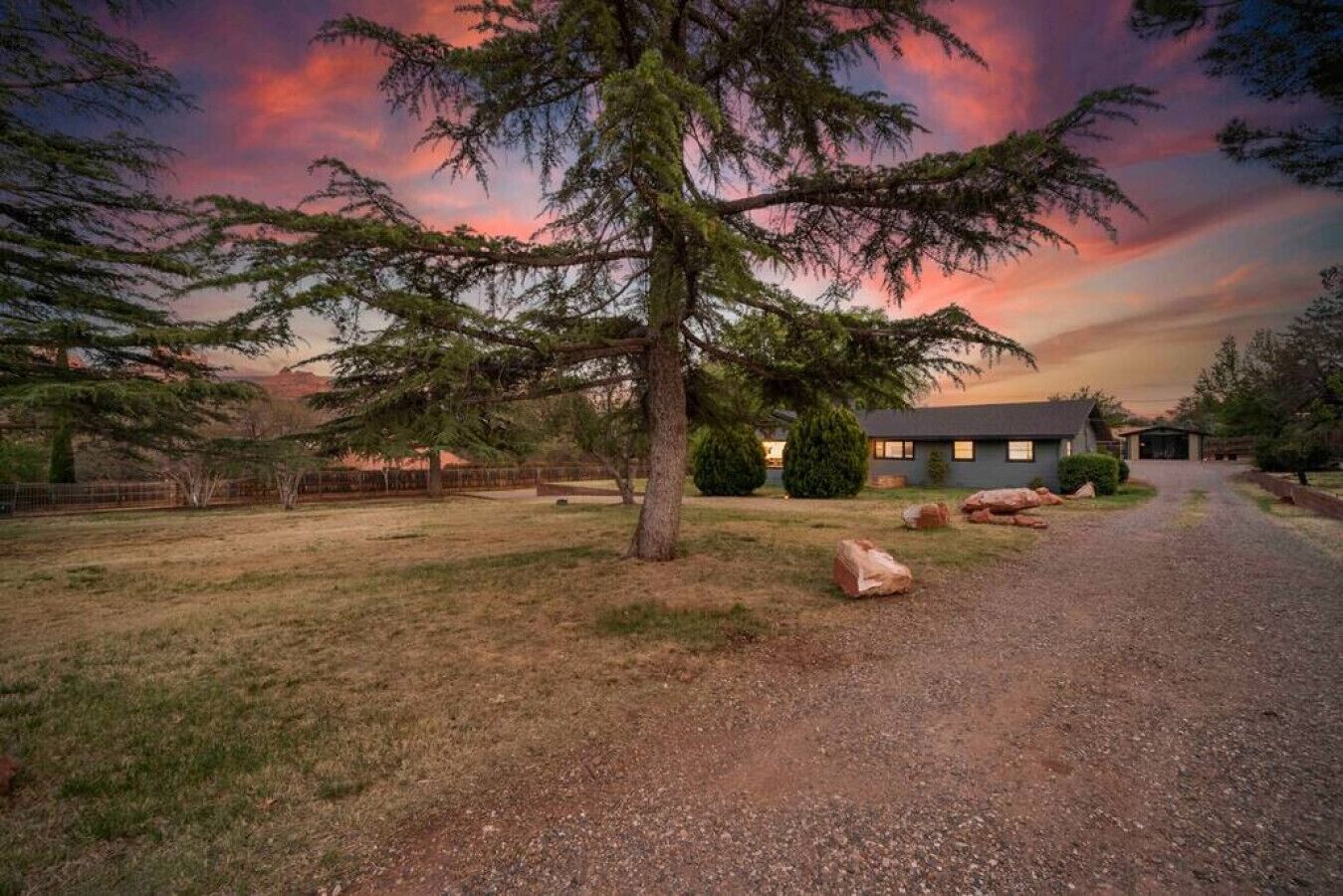 Excellent view of the yard at dusk