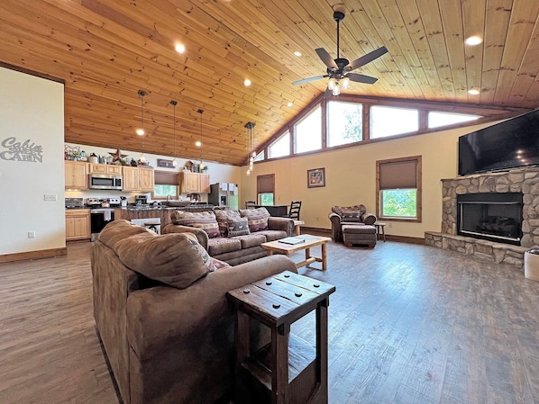 TV, fireplace