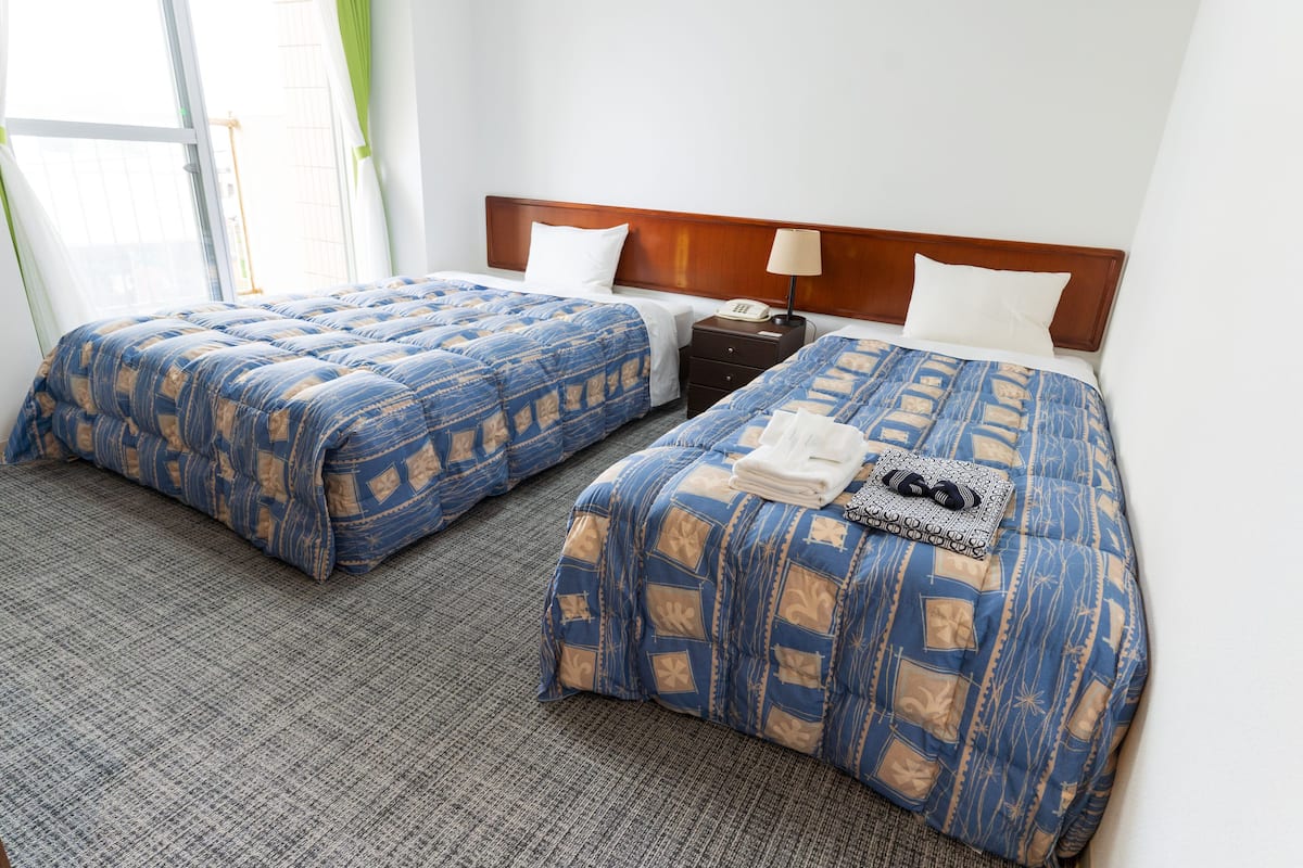 Desk, bed sheets
