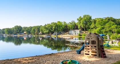 Inviting lakefront condo - amazing views, beach access, fireplace, dock, AC, W/D