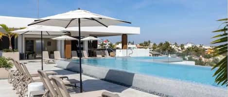 A rooftop pool