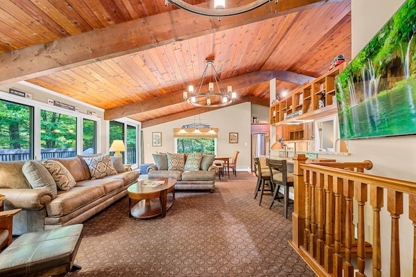 Chandelier over primary living space.
