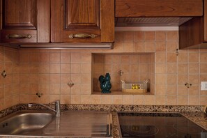 Fridge, oven, stovetop, coffee/tea maker