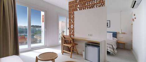 Deluxe Double Room, Balcony, Sea View | Living area | 40-inch flat-screen TV with satellite channels, TV