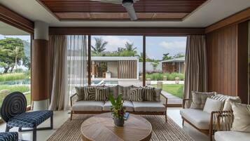 Vila, 3 kamar tidur, menghadap pantai (Ghan'nu) | Seprai premium, selimut bulu angsa, bantalan ekstra lembut, dan minibar