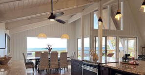 Fridge, microwave, oven, stovetop - NEW 4BR Oceanfront Home with Hot Tub & Theatre (Anahola)