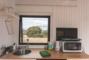 Fridge, microwave, stovetop, toaster