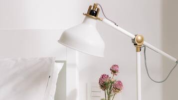 Design Duplex | Down comforters, individually decorated, individually furnished, desk