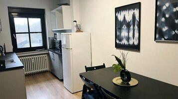 Shared fridge, microwave