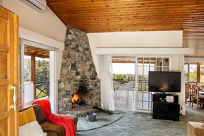 Televisión y chimenea 