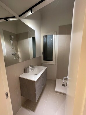 Regadera, bidet, toallas, papel de baño