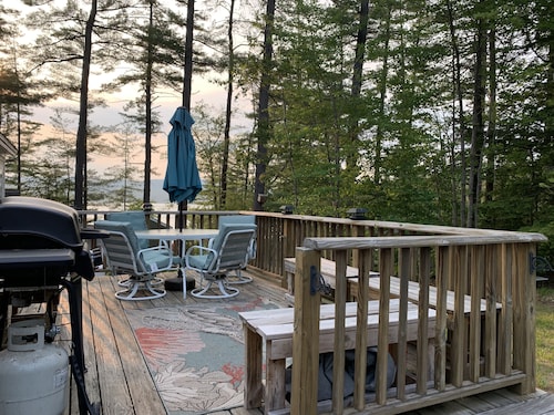 Webster Camp - rustic getaway with Webster Lake access, fire pit & large deck!