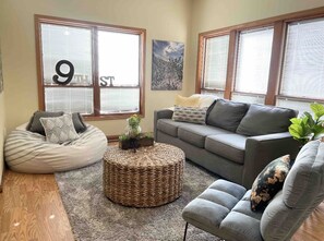 Living area - Beach, Nat’l Park & Arts District house with a touch of whimsical decor.  (Michigan City)